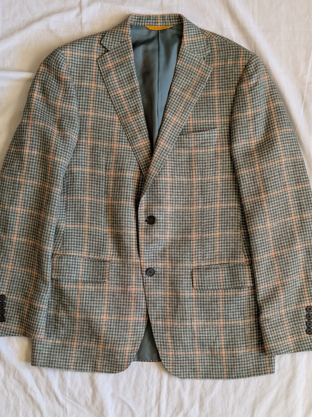 Hickey Freeman Plaid Sport Jacket sz40Reg Bfit Rush Wilson Linen wool silk